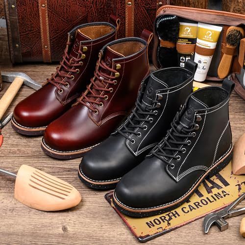 SL-Saint Handgefertigte Herrenstiefel mit weicher Zehe Wasserdicht-Leder Kuhfell/Wolle Mode Komfortschuhe (LederFutter, Braun, Erwachsene, Herren, 42, Numerisch, EU Schuhgrößensystem, M)