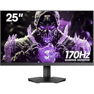 KOORUI Gaming Monitor 25-inch, 170Hz FHD 1080p Computer Monitor, 1ms GTG, Adaptive G-Sync, FreeSync Premium, 3 Sides Frameless, HDMI x 2, DisplayPort, Black, 25E3A
