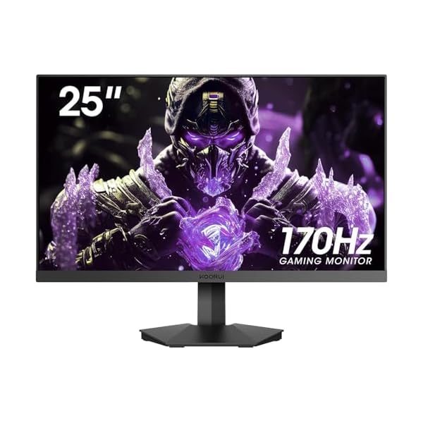 KOORUI Gaming Monitor 25-inch, 170Hz FHD 1080p Computer Monitor, 1ms GTG, Adaptive G-Sync, FreeSync Premium, 3 Sides Frameless, HDMI x 2, DisplayPort, Black, 25E3A