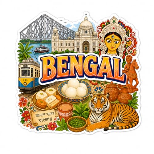 Image of Zesta Wooden Fridge Magnets Set | Refrigerator Decor Magnets for Kitchen | India Souvenir Fridge Magnet Collection | Wooden Magnet for Fridge Door Decoration (Bengal)