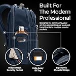 Briggs & Riley Medium Cargo Backpack for Women & Men - Laptop Backpack, For Work & Travel, Lightweight & Durable, Padded Straps, Fits up to 15" Laptop - @work Collection, Navy - Image 3