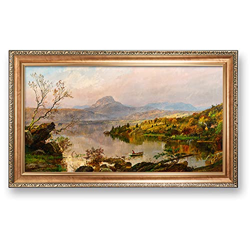 Wickham Pond and Sugar Loaf Mountain, Orange County by Jasper The World Classic Art Reproductions,Framed Art for HomeDecor,Image Size:30x16 inches Luxurious Gold Embossing Framed Size:34.5x20.5 inchs