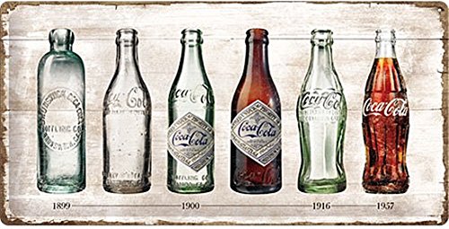 Nostalgic-Art N27021 Coca Cola Bottle Timeline, Plaque de 25 x 50 cm métal, Multicolore, 25 x 50 x 0,2 cm