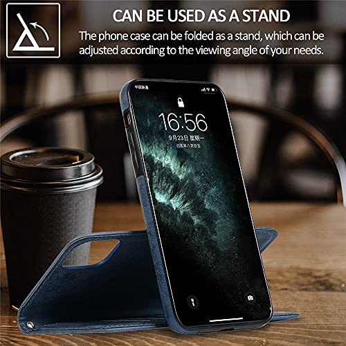 Coque amovible iPhone 13 Pro Max et étui portefeuille cuir bleu ciel