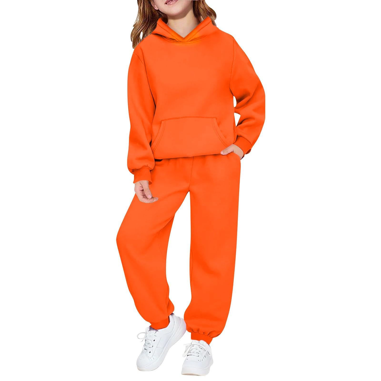 Generisch Jogginganzug Mädchen Kinder Trainingsanzug Einfarbig Sportstyle Activewear Winter Sportanzug mit Tasche Y2K Hip Hop Baggy Outfit apuzenpullover und Jogginghose Sportkleidung
