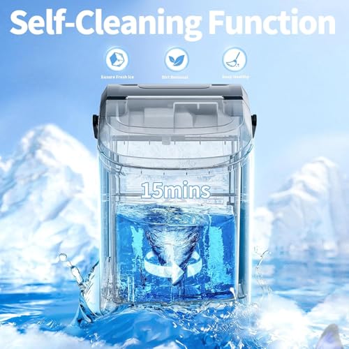 Image of Antarctic Star Nugget Ice Maker Countertop, 34 lbs /Day Pellet Ice Machine with Self-Cleaning, Fast Ice Ready in 10 Minutes, Portable Ice Maker with Handle for Home, Office, RV, Camping(Black)