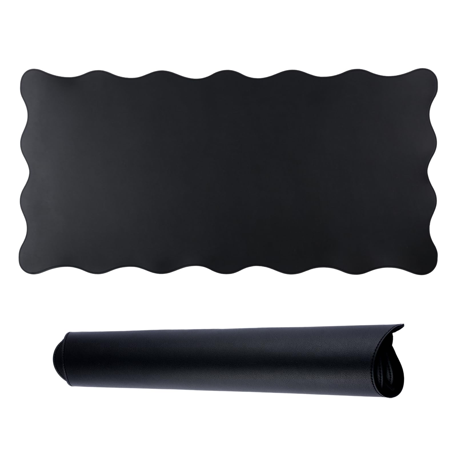 Photo 1 of INCREWAY 1Pack Black PU Leather Desk Mat, Scalloped Edge Office Desk Pad, Non Slip Mouse Keyboard Mat, Large Table Protector Cover for Gamer, Office & Home (40x80cm)