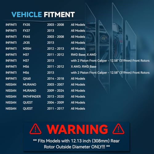 Image of Detroit Axle - Rear Brake Kit for Infiniti FX35 FX37 FX45 JX35 M35h M37 M56