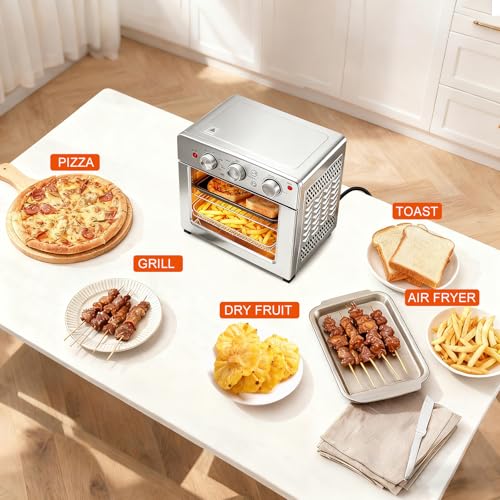 Image of OLIXIS Air Fryer Toaster Oven Combo, 16.9QT Oven Countertop 5 Functions in 1, 4 Accessories Included, Stainless, Up to 450F