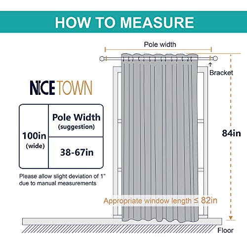 image for NICETOWN 100% Blackout Patio Sliding Door Curtain, Wide Lined Drape, K