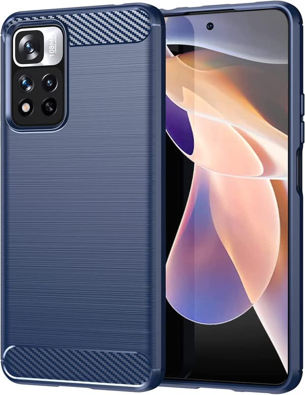 Image of NPRC Hybrid Ultra Slim Protective Case TPU Non-Slip Carbon Fiber Texture Shockproof Case Cover for Redmi 10 Prime - Blue