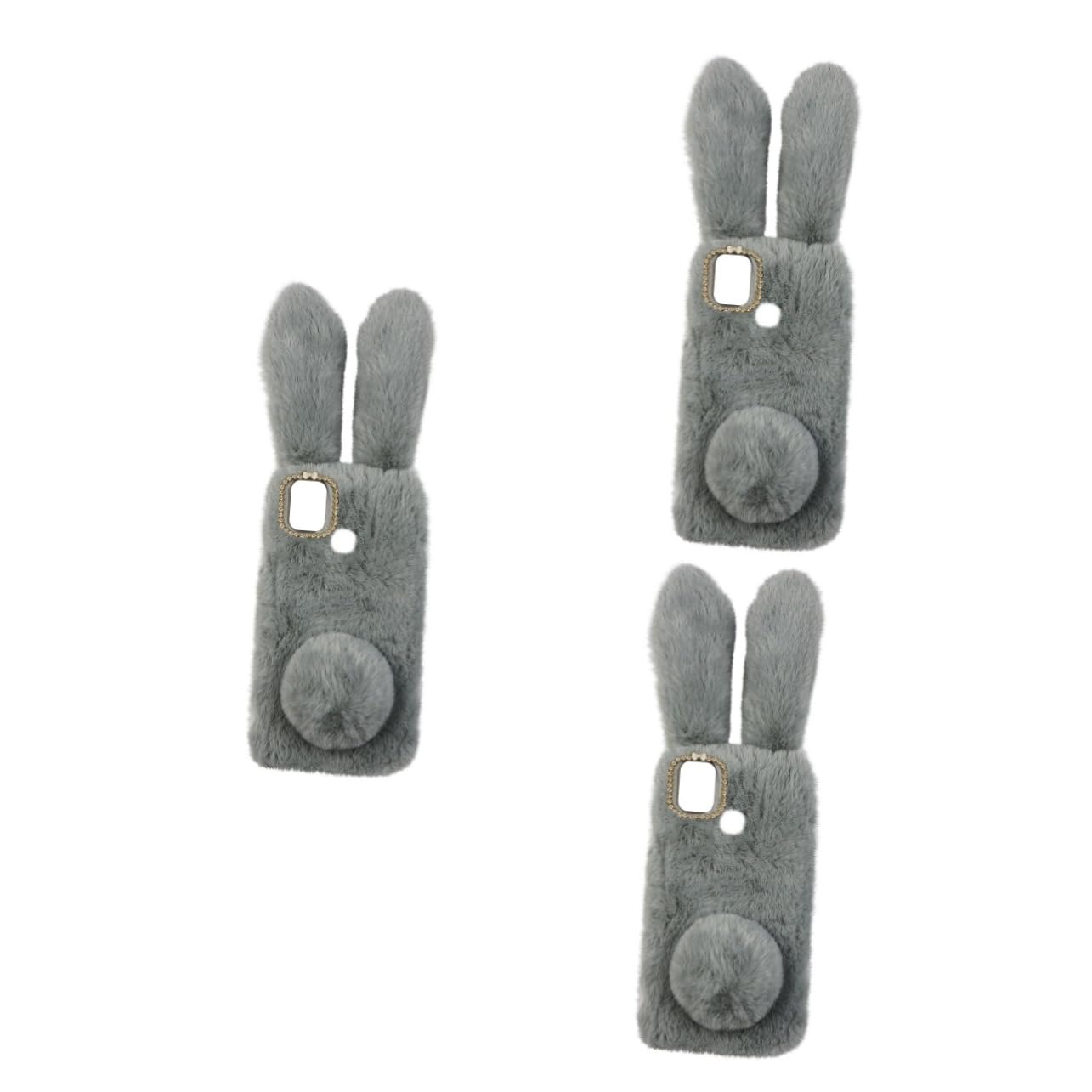 Uonlytech 3piezas Funda De Teléfono De Peluche y Resistente Carcasa Protectora Diseño Adorable para Material TPU Detalles De Strass y Forro De Conejito Fácil Acceso Puertos y