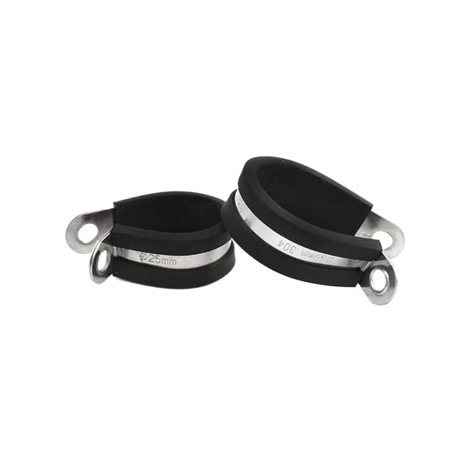 2/5/10/20 Stück 6–200 m 18 mm Bandbreite Verstärkte Schlauchschelle Typ R 304SS Gummiisolierte P-Schellen Doppelschichtige Kabelrohrklemme(15mm(20pcs))