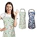 Surmounty Schürzen 2Pcs Verstellbare Latzschürze, Florale Schürzen Leinen Apron mit Taschen, Damen Grillschürze Kochschürze für Koch, Cupcake, Cafe