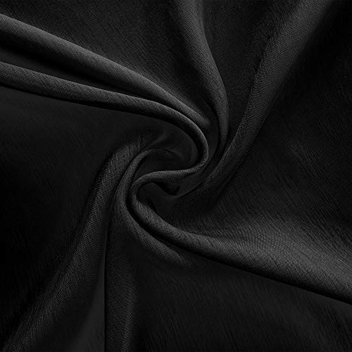 Black Sheer Curtains 45 Inches Long For Kitchen Bedroom Basement Window 2 Panels Grommet Faux Linen Semi Translucent Short Curtains For Small Windows Bathroom 45 Inch Length Halloween Gothic Decor #TOP6