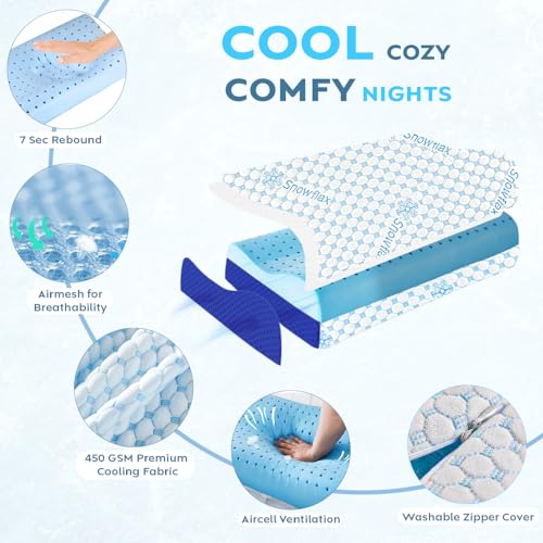 Image of AYKA Cooling Cervical Memory Foam Pillow for Neck & Shoulder Pain Relief | Orthopedic Contour Pillow for Sleeping & Spinal Alignment | Ergonomic Support | 2-Year Warranty (Set of 1)