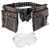 Este cinturón está hecho a mano con cuero de grano superior curtido al aceite y tiene doble costura y remachado para una larga vida útil. Esencial para un acceso rápido a herramientas, clavos y suministros, este elegante cinturón está diseñado para carpinteros, constructores, carpinteros o para trabajos generales de bricolaje en el hogar.