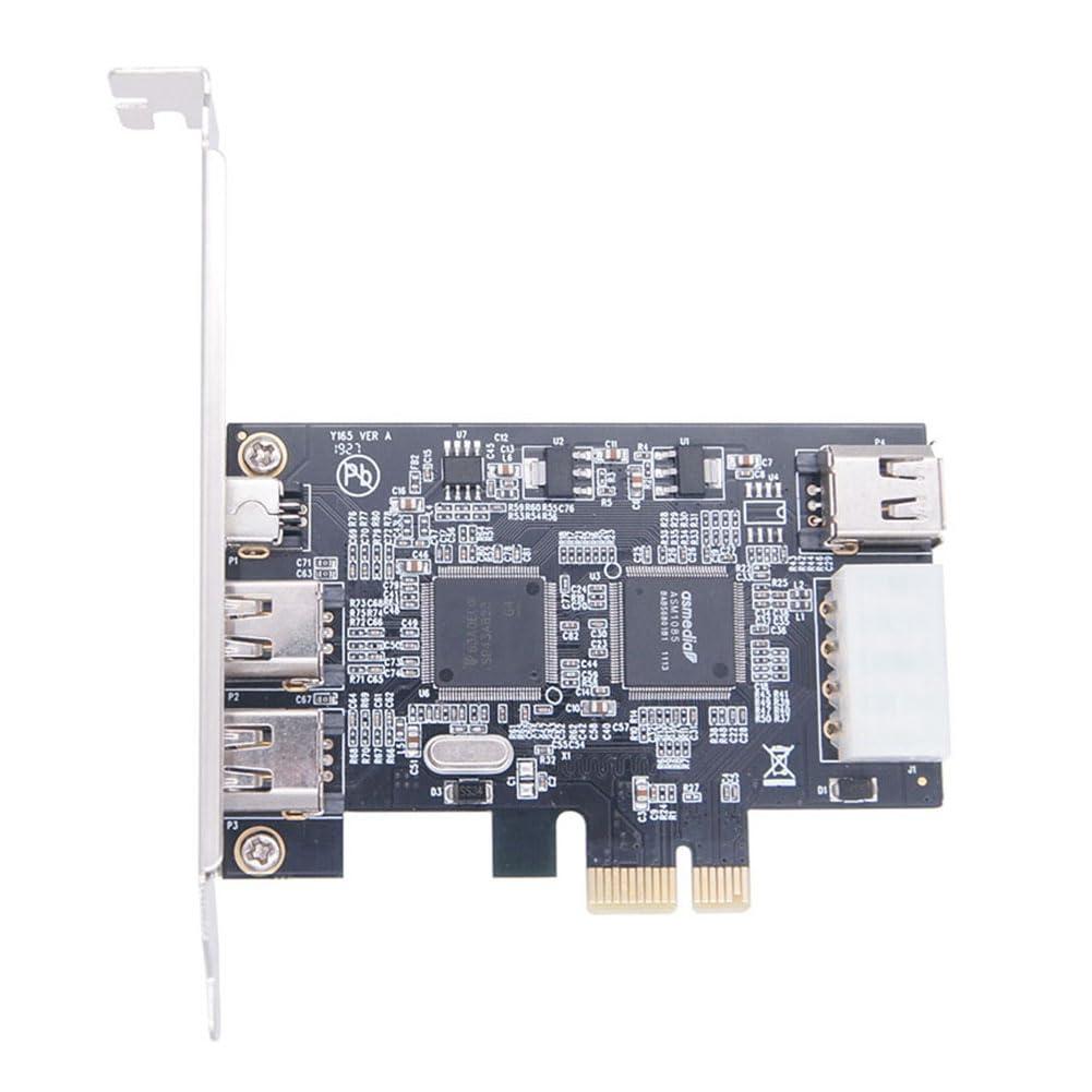 lehua Adaptateur de Carte Firewire PCI-E 1 X IEEE 1394A 4 Ports (3+1) 1394 Une PCIe avec Câble IEEE 1394 6 Broches à 4 Broches