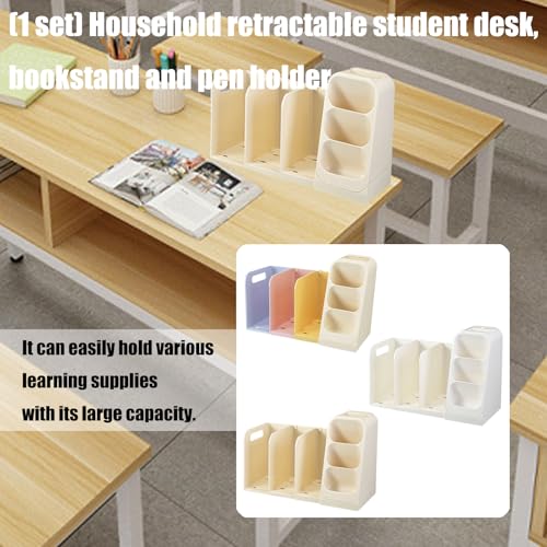Organizador de escritorio extensible de ABS con sujetalibros integrado para escuela 3