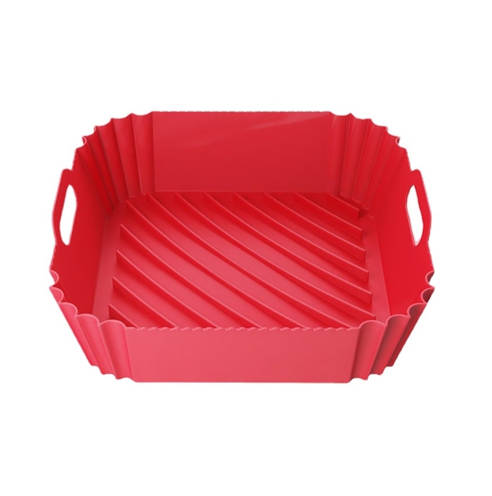Genérico Cesta de Silicona for freidora de Aire, Molde Plegable Reutilizable for freidora de Aire, Bandeja de Revestimiento, Accesorios for Horno y microondas(Red)