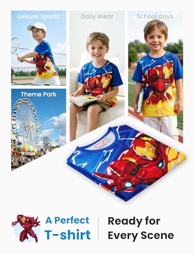 Image of Disney Princess Frozen Marvel Stitch Minnie Mickey Star Wars Girls /Boys Athletic Shirts UV Quick Dry Graphic T-Shirt 2-9 Year