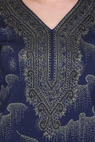 Image of REBECCA Women's Winter Woolen Kurti Jacquard Straight Fit Ethnic Wear with 2 Side Pockets