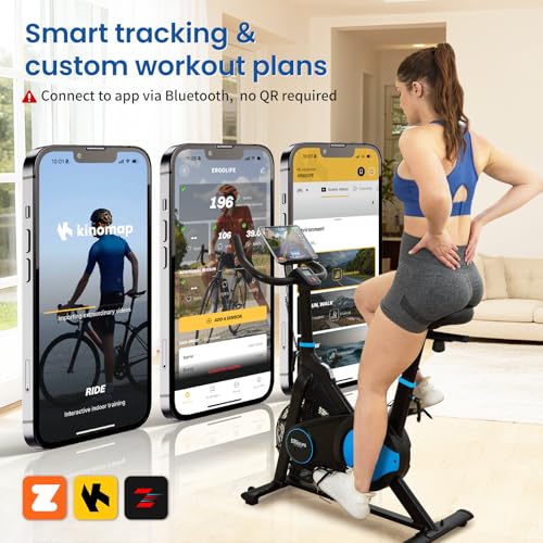 Image of ERGOLIFE Air & Magnetic Resistance Exercise Bike, Compact Stationary Spin Bike for Home with Exclusive App, Indoor Cycling Bike for Cardio Workout, 300lbs Weight Capacity, Tablet Holder & Low Noise