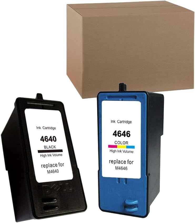 2 Pack DELL M4640 Black and M4646 Color 4640 4646 Ink Cartridges for 922 924 942 944 962 964 Printers