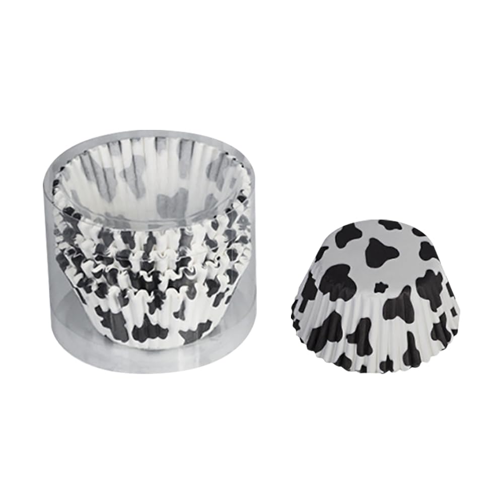 HugeDE 200 Pcs Cow Print Cupcake Liners Paper Cupcake Wrappers Muffin Baking Cups Greaseproof Cupcake Holder Cups Muffin Paper Cases for Weddings Birthdays