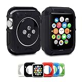 GMYLE アップルウォッチ Apple Watch 38mm 専用 耐衝撃 シリコンゴム ソフト ケース - つや消しブラック