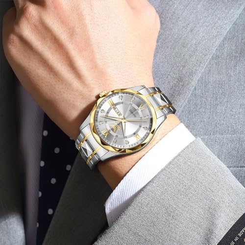 Image of OPK Watches for Men Diamond Roman Analog Mens Watches Waterproof Large Stainless Steel Men Wrist Watch Business Father Gift Watch Blue
