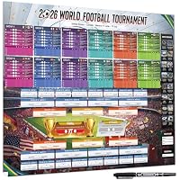 AhfuLife Extra Large World Cup Wall Chart for Party Decorations 2026-100 x 70cm World Cup WallChart Schedule Poster - Includes 48 Teams Group Knockout Final Results Wall Calendar for Football Fans