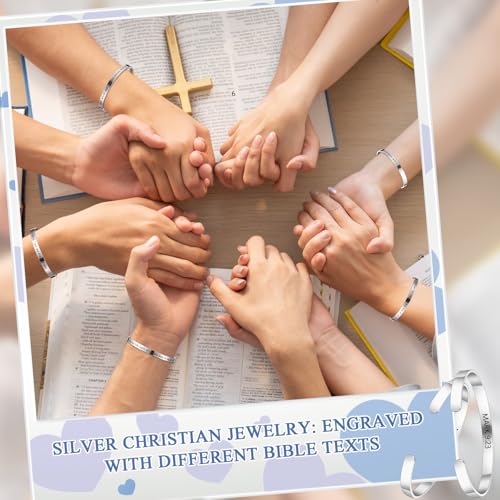 MTLEE 30 Pcs Inspirational Cuff Bracelets Bulk Gifts for Women Motivational Bible Verse Bracelet Silver Personalized4