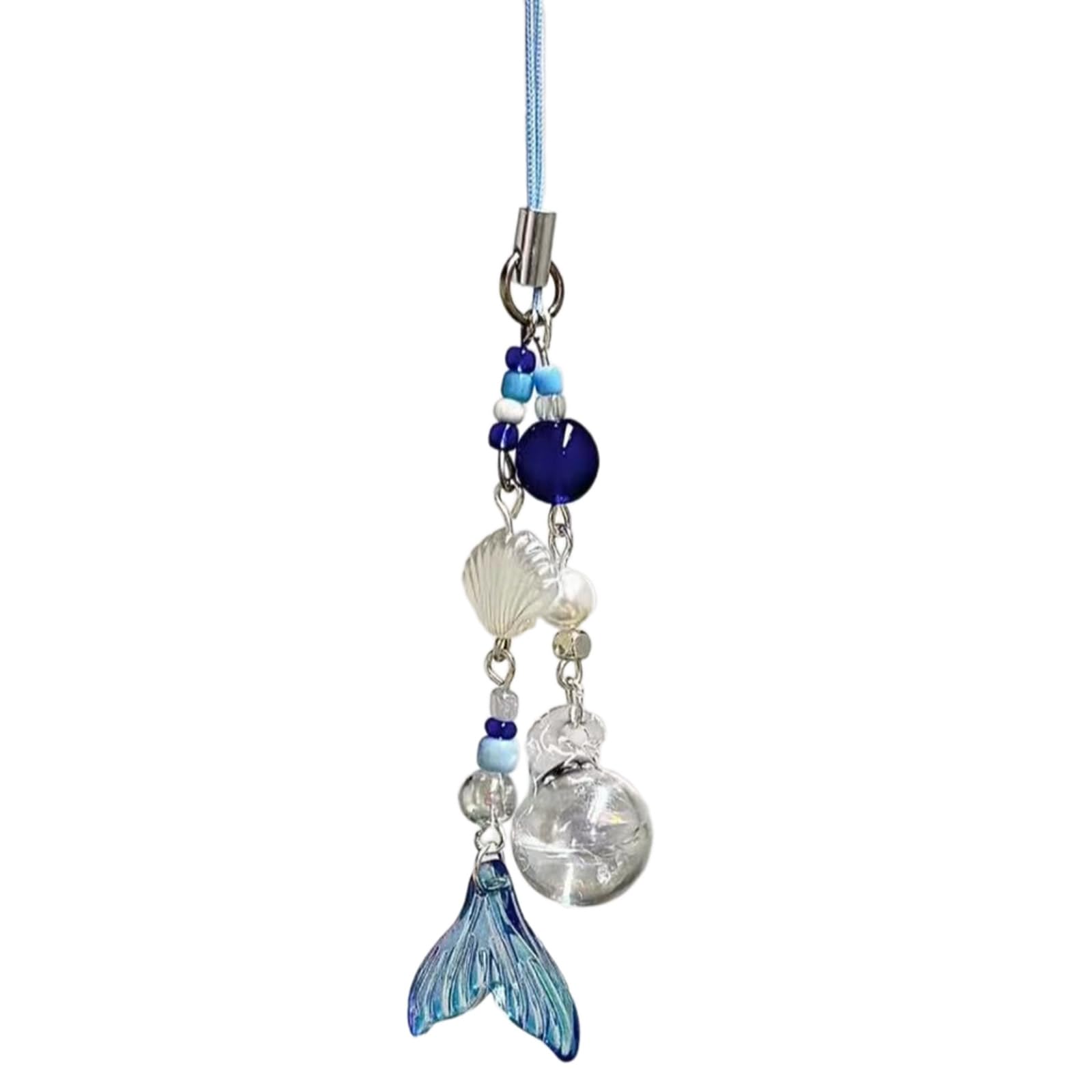 NEWFT Fish Tail Shell Bead Pendant Phone Charm Chain Strap Bag Decoration Lanyard