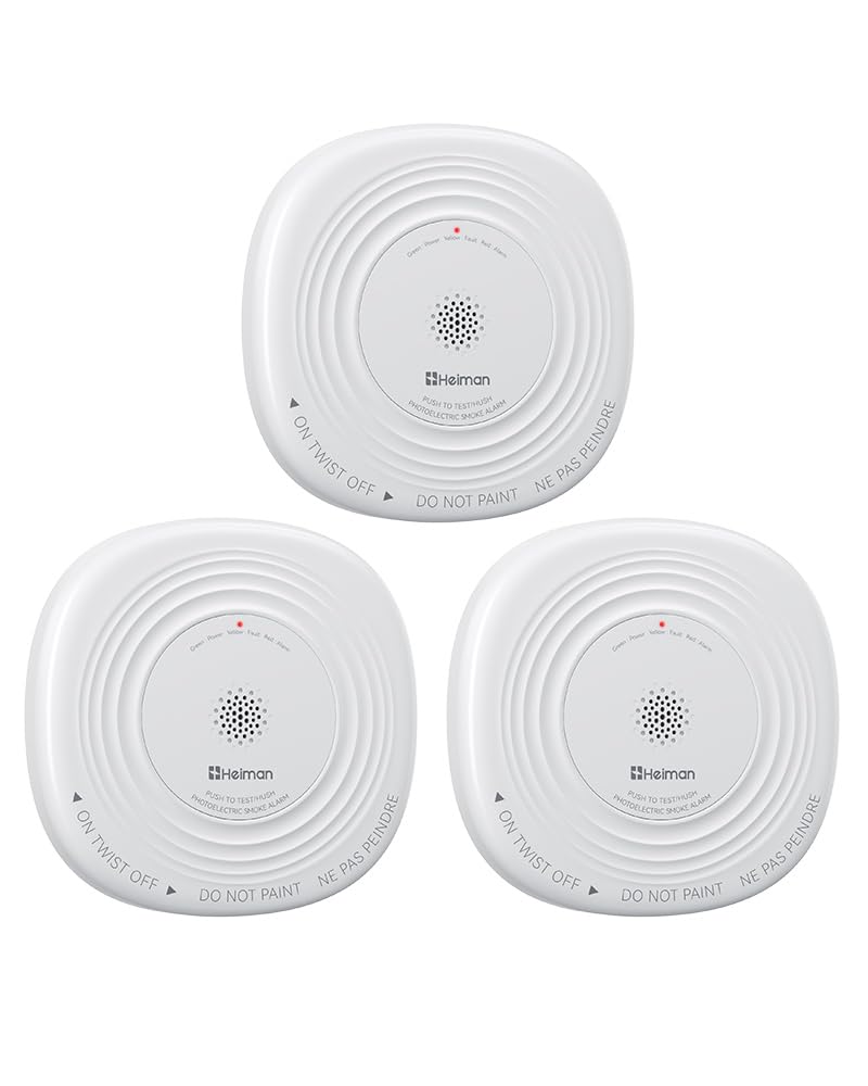 Heiman Smoke Detector 10 Year Battery, photoelectric Smoke Alarm，1-Pack (3