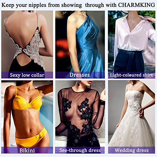image for CHARMKING Nipple Covers 8 Pairs for Women, Reusable Adhesive Nipple Co