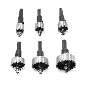 6PCS HSS Bits Hole Saw Set High Speed Steel 16/18.5/20/25/30/35mm for Stainless Steel Copper Aluum Fiberglass and Wood