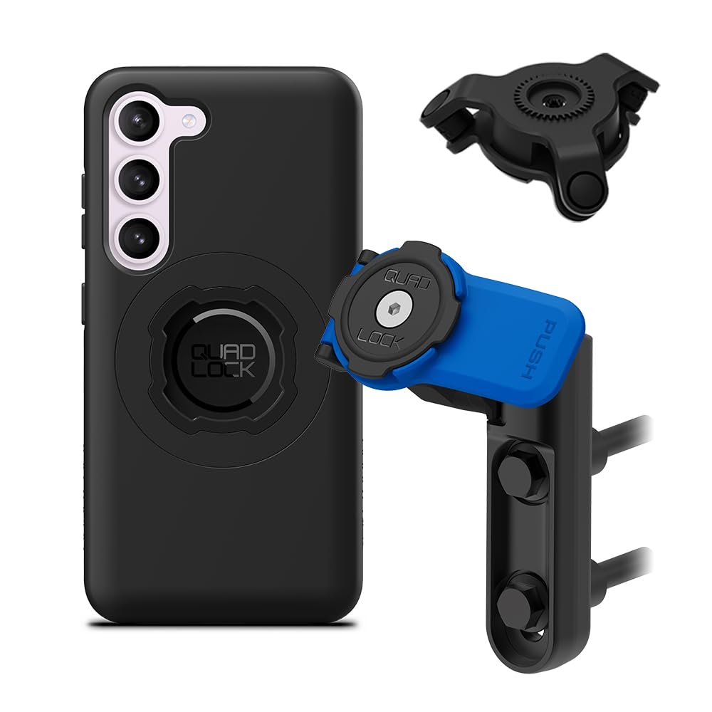 Quad Lock Brake/Clutch Motorcycle Phone Mount with Vibration Dampener and MAG Phone Case for Galaxy S23