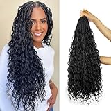 Vustbeauty 9 Packs Boho Box Braids Crochet Hair 18 Inch Goddess Box Braids Crochet Hair With Curly Ends Synthetic Bohemian Braids Hair Extension For Women (18inch, 1b)