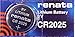 Renata CRCR2025 Lithium Coin Cells - Strip of 5 Batteries