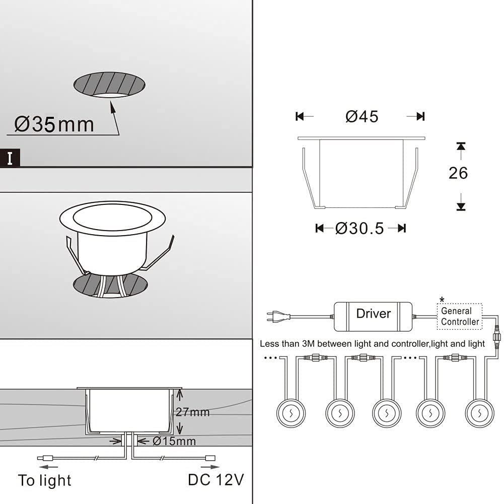 Lampe au Sol WiFi RGBW étanche IP67 Ø45mm - Éclairage pour Terrasse, Jardin, Extérieur (Lot de 6)