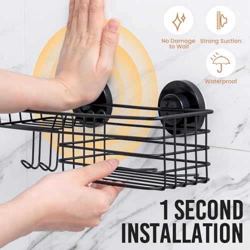 Leverloc Shower Caddy Suction Cup, 2 Pack Shower Shelves For Inside Shower With Hooks & Soap Holder, No-Drilling Shower Organizer, Rustproof Shower Caddies Storage thumb #1