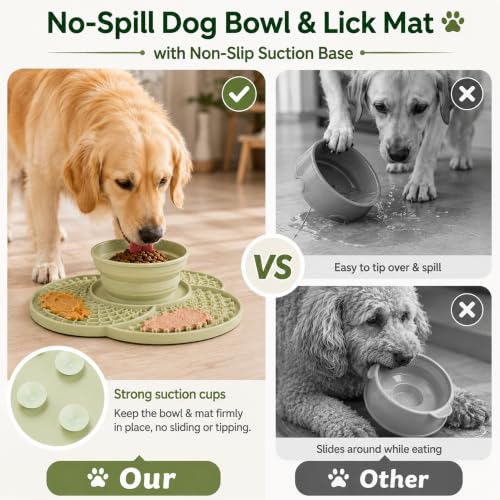  Collapsible Slow Feeder Dog Bowl & Lick Mat - image 3