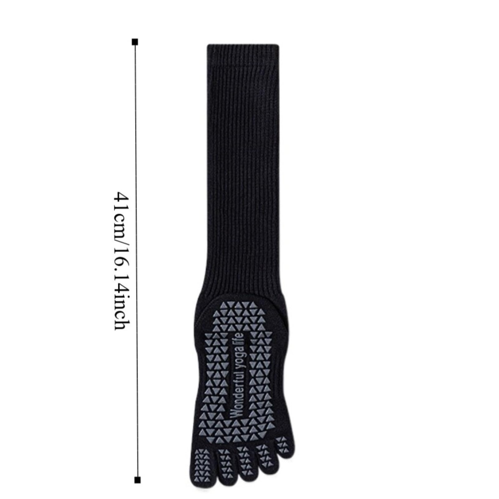 Calcetines Pilates Mujer Antideslizantes 2 Pares De Agarre Yoga Cinco Dedos La Rodilla para Mujeres, Pilates, Algodón Transpirables Barre Y Entrenamiento-Mix(7 Pairs)