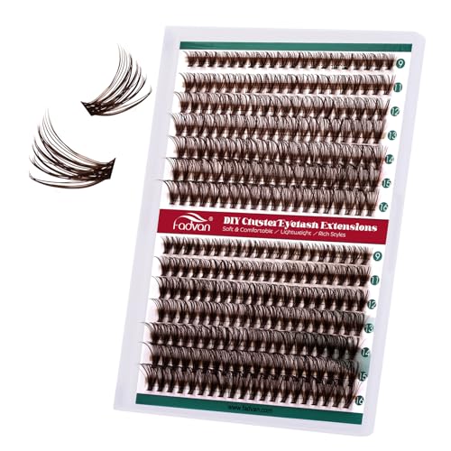 Dunkelbraune Einzeln Cluster Wimpern 14 Reihen - 0.07 Dicke D Curl 9-16mm Gemischt, 30+40 Fasern pro Büschel, DIY Wimpernverlängerung zu Hause, Elegante Natürliche Künstliche Wimpern für Anfänger