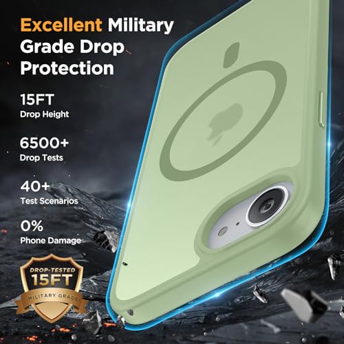 Image of Miracase for iPhone 16e case & iPhone 17e Case for MagSafe [with 2x9H+ Screen Protectors] TOP Military-Grade Protection Shockproof with Velvet Touch for iPhone 16e /17e Phone Case 6.1 inch, Light Green