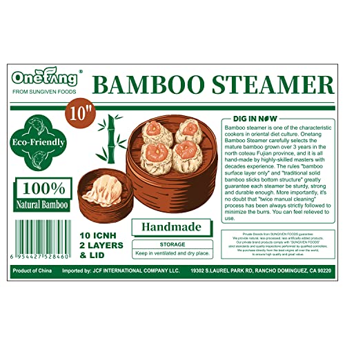 Onetang 10 Inch Bamboo Steamer Basket, 2 Tier Steamer For Cooking, 20 Paper Liners, Perfect For Dim Sum, Chicken, Fish, Veggies, Natural Handmade Weaver, Eco-Friendly Gift Box (Holiday Gifts) #TOP1