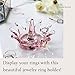 WHOLE HOUSEWARES Crown Shape Glass Ring Holder Dia 4.3inch Glass Jewelry Tray Organizer (Pink)
