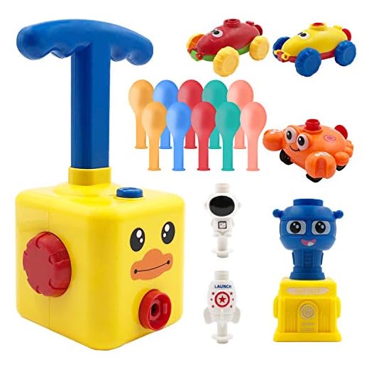 PATHOSIO PETS Balloon Power Car Toy Set, Toy Set with Pump for Kids, Power Balloon Racer Toy (Yellow-Duck)