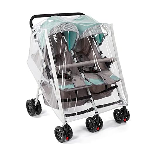 Double Stroller Rain Cover, Waterproof Weather Shield for Side by Side Baby Double Stroller, Twins Stroller Cover for Rain/Wind/ Snow/Cold/Dust, Baby Outdoor Accessories
